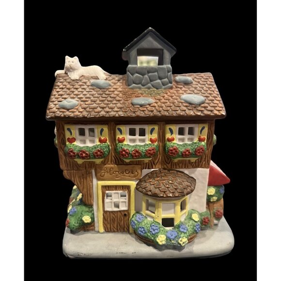 Partylite Porcelain Flower Shop Cottage Tea Light‎ Candle House - Picture 1 of 9